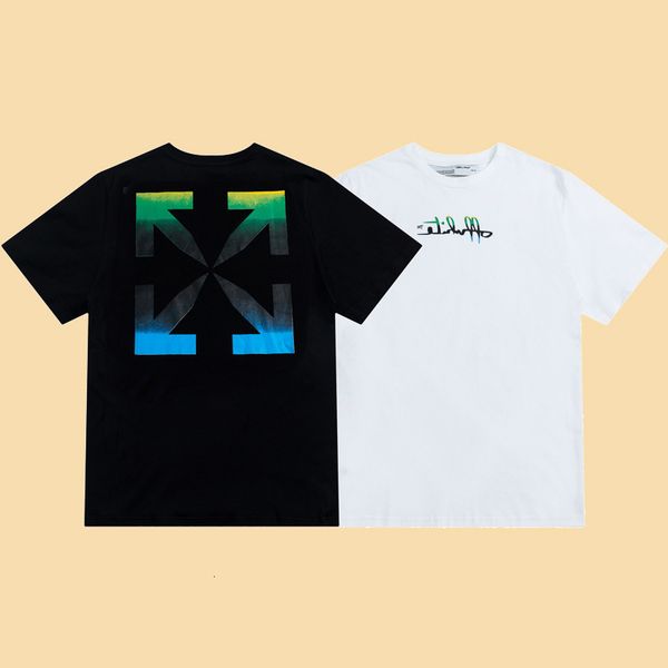 off2021 new style summer colorful gradient arrstyle print t-shirt white crew neck cotton men's and women's short sleeves, White;black
off2021 new style summer colorful gradient arrstyle print t-shirt white crew neck cotton men's and women's short sleeves, White;black