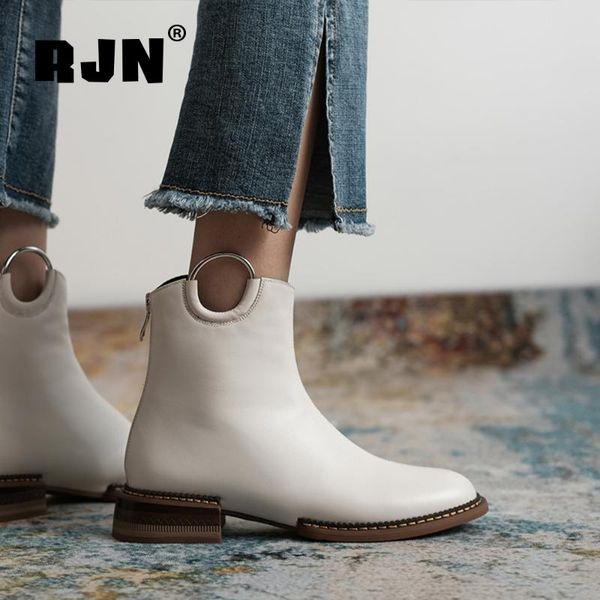 boots rjn concise white ankle solid woman genuien leather short plush insole flat metal cycle decoration booties shoe ro502, Black
boots rjn concise white ankle solid woman genuien leather short plush insole flat metal cycle decoration booties shoe ro502, Black