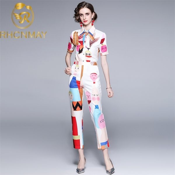 fashion runway 2 pcs set office ladies women summer cartoon print bows shirt femal work calf length pants suits 210520, White
fashion runway 2 pcs set office ladies women summer cartoon print bows shirt femal work calf length pants suits 210520, White