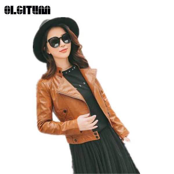 women's jackets autumn/winter female fashion korean style short zipper s-xl solid leather jacket 2021 turn-down collar black caramel, Black;brown
women's jackets autumn/winter female fashion korean style short zipper s-xl solid leather jacket 2021 turn-down collar black caramel, Black;brown
