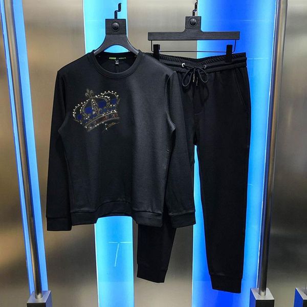 men's tracksuits diamond crown hoodie sets cotton loose sweatshirt and pants/sportswear warm fitness male tracksuit oversize, Gray 
men's tracksuits diamond crown hoodie sets cotton loose sweatshirt and pants/sportswear warm fitness male tracksuit oversize, Gray