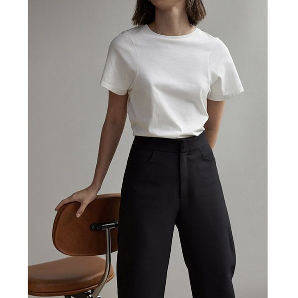 women's t-shirt spring summer round neck narrow shoulder cotton t-shirts womens fashion solid color basic woman tees 100% b94, White
women's t-shirt spring summer round neck narrow shoulder cotton t-shirts womens fashion solid color basic woman tees 100% b94, White