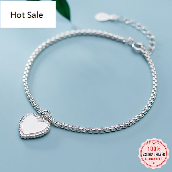 real 925 sterling silver sweet fashion romantic heart chain bracelet for women wedding fine s925 jewelry, Black
real 925 sterling silver sweet fashion romantic heart chain bracelet for women wedding fine s925 jewelry, Black