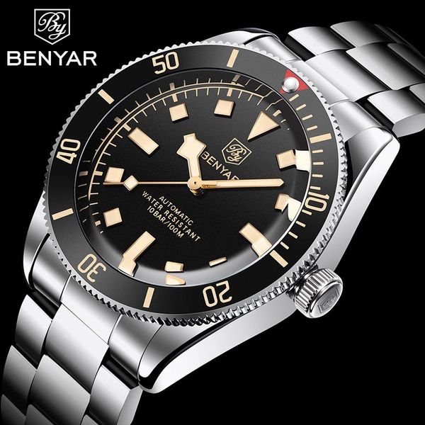 wristwatches benyar men' fashion mechanical watches stainless steel 100m waterproof sports men automatic wristwatch watch, Slivery;brown
wristwatches benyar men' fashion mechanical watches stainless steel 100m waterproof sports men automatic wristwatch watch, Slivery;brown