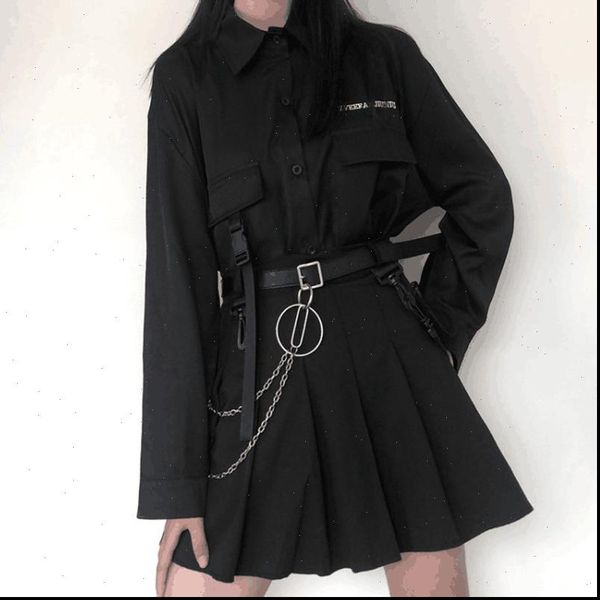 single set fall harajuku dark women skirt jk uniform long sleeve bf shirt pleated tooling two piece retro clothing dropshipping, Black
single set fall harajuku dark women skirt jk uniform long sleeve bf shirt pleated tooling two piece retro clothing dropshipping, Black