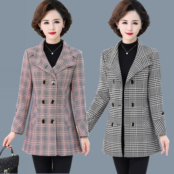 women's trench coats middle-aged elderly mothers coat double-breasted plaid spring autumn fashion outerwear, Tan;black
women's trench coats middle-aged elderly mothers coat double-breasted plaid spring autumn fashion outerwear, Tan;black