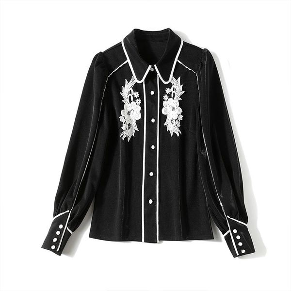 england stylish blouse women elegant chemise femme turn down collar blusas mujer de moda 2021 black embroidery women's blouses & shirts, White
england stylish blouse women elegant chemise femme turn down collar blusas mujer de moda 2021 black embroidery women's blouses & shirts, White