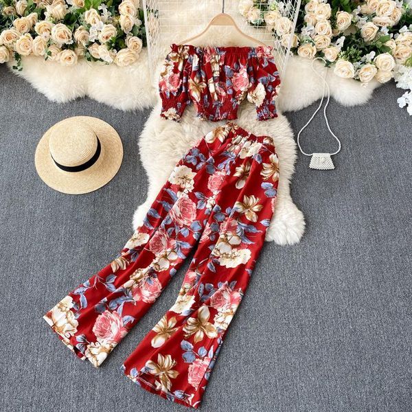 summer bohemian vacation beach womenpant 2pcs set slash neck short sleeve high waist wide leg pants two piece suit, White
summer bohemian vacation beach womenpant 2pcs set slash neck short sleeve high waist wide leg pants two piece suit, White