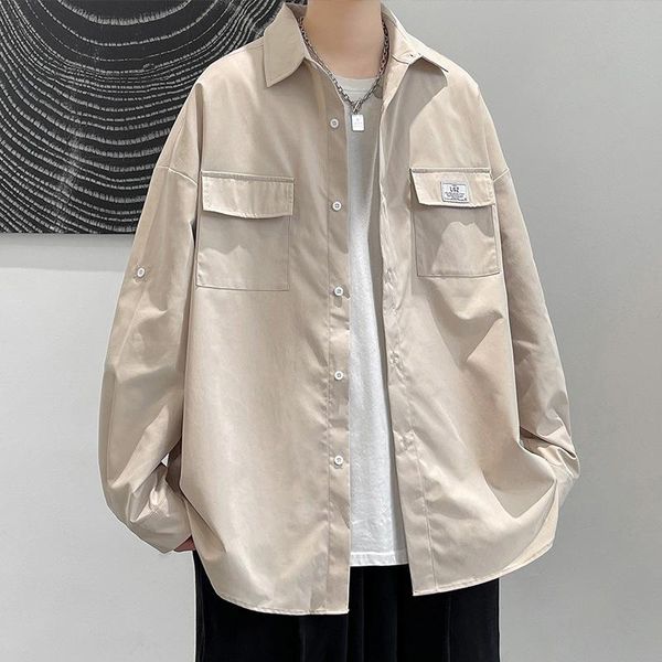 men's casual shirts autumn style hong kong loose plus size shirt pocket long-sleeved jacket trendy mens clothing, White;black
men's casual shirts autumn style hong kong loose plus size shirt pocket long-sleeved jacket trendy mens clothing, White;black