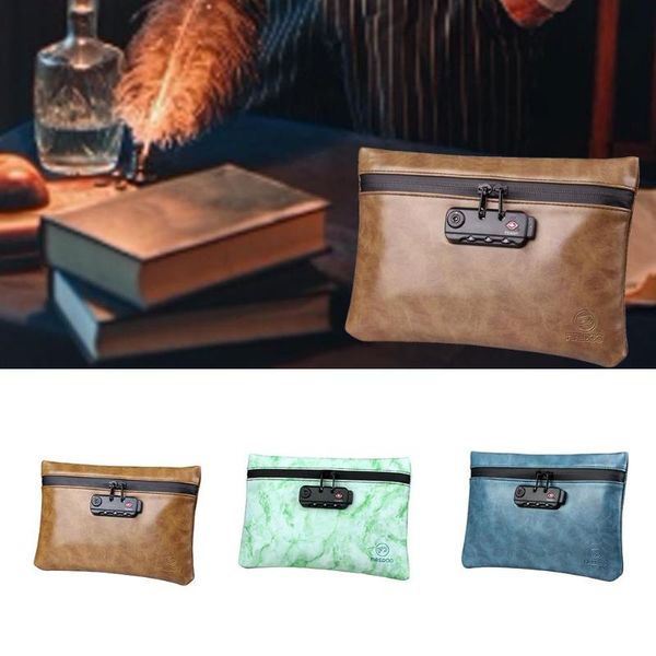 smell proof bag pu leather storage waterproof odorless pouch case with combination lock 100% activated carbon bags
smell proof bag pu leather storage waterproof odorless pouch case with combination lock 100% activated carbon bags