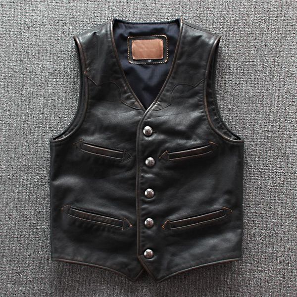 men's vests genuine male leather collection plus size 6xl, buttons, single-breasted style, sleeveless jacket, for bikers, Black;white
men's vests genuine male leather collection plus size 6xl, buttons, single-breasted style, sleeveless jacket, for bikers, Black;white