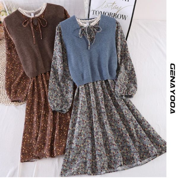 genayooa srping autumn set floral dress vintage women two piece outfits knit vest pullover korean fashion 210417, White
genayooa srping autumn set floral dress vintage women two piece outfits knit vest pullover korean fashion 210417, White