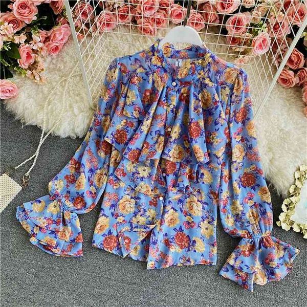 spring style korean sweet temperament stand-up collar chiffon blouse fashion loose flared sleeves ruffled floral c157 210506, White
spring style korean sweet temperament stand-up collar chiffon blouse fashion loose flared sleeves ruffled floral c157 210506, White