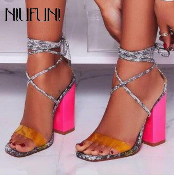 high heels gladiator sandals women lace-up pvc mixed colors chunky heeled lady party shoes plus size dress, Black
high heels gladiator sandals women lace-up pvc mixed colors chunky heeled lady party shoes plus size dress, Black