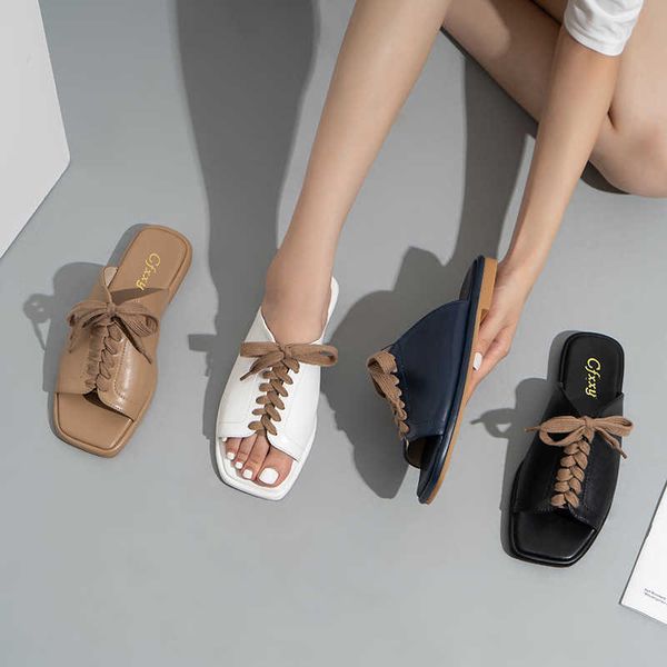 cfxxy-126 small fragrance cool head open toe bow flat bottom slippers comfortable women's shoes, Black
cfxxy-126 small fragrance cool head open toe bow flat bottom slippers comfortable women's shoes, Black