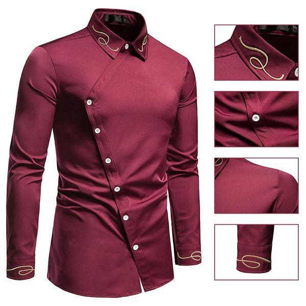 men's casual shirts hollow solid color trendy embroidered asymmetric long sleeve shirt western denim japanese fashion, White;black
men's casual shirts hollow solid color trendy embroidered asymmetric long sleeve shirt western denim japanese fashion, White;black