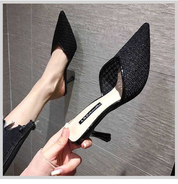 sandals mesh slippers women summer shoes fashion knitted elastic pointed slides spike heels beige mules high pgz0, Black
sandals mesh slippers women summer shoes fashion knitted elastic pointed slides spike heels beige mules high pgz0, Black