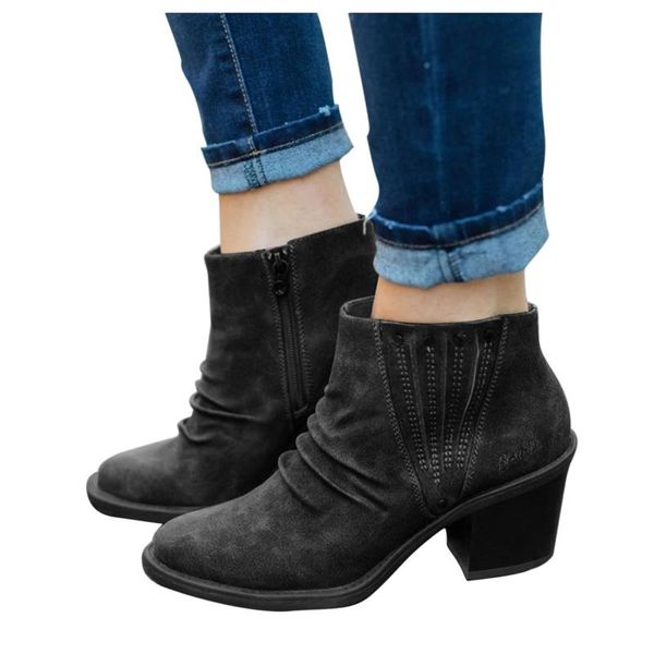 boots 2021 women's ankle leather shoes female ladies pu booties autumn winter roman short 1020, Black