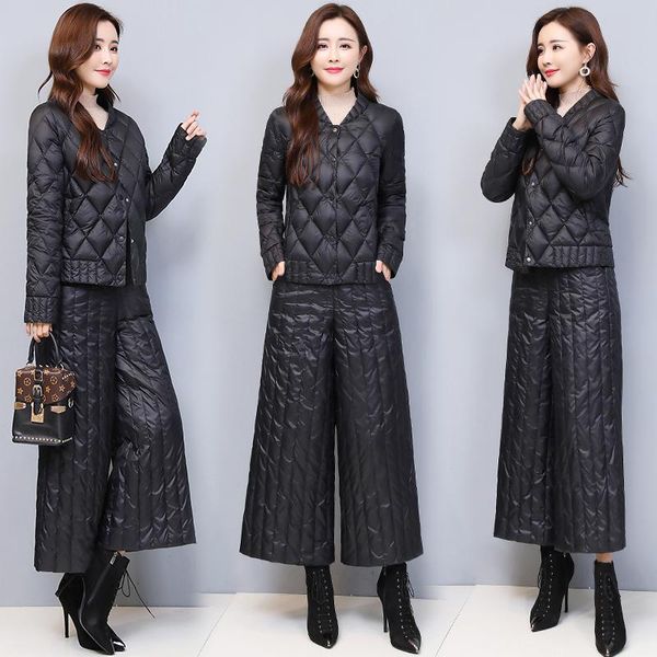 winter black clothes fashion down jacket suit female korean version light cotton wide leg pants two-piece set women's two piece, White
winter black clothes fashion down jacket suit female korean version light cotton wide leg pants two-piece set women's two piece, White