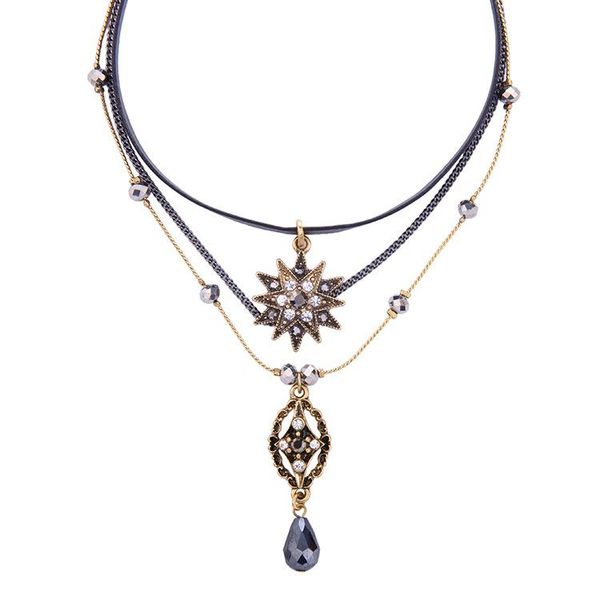 pendant necklaces multi layer temperament star water drop choker collar banquet dress necklace women's european and american fashion ch, Silver
pendant necklaces multi layer temperament star water drop choker collar banquet dress necklace women's european and american fashion ch, Silver