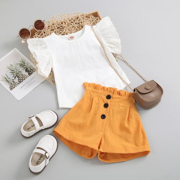 clothing sets 2021 kids summer outfit, girls o-neck ruffled-sleeve t-shirt + high-waist frilly button shorts suit, 2-7 years, White
clothing sets 2021 kids summer outfit, girls o-neck ruffled-sleeve t-shirt + high-waist frilly button shorts suit, 2-7 years, White