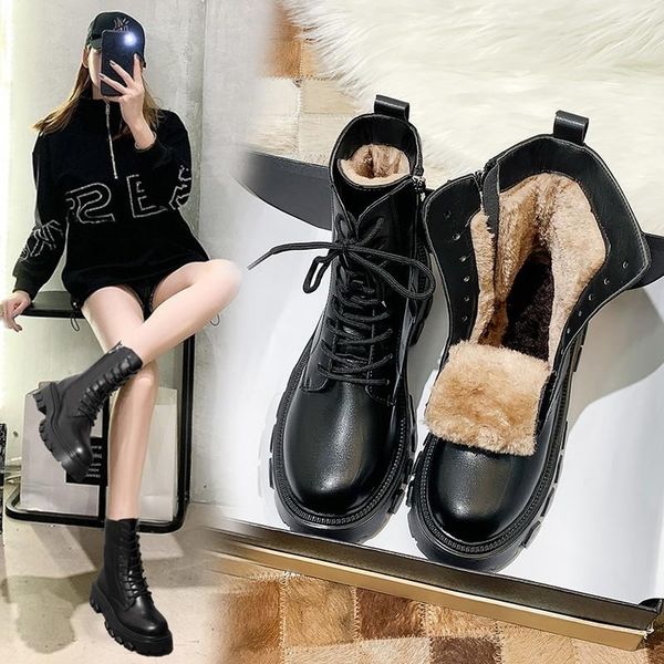 boots 2021 mid calf women autumn winter fashion lace-up zipper botas mujer sports platform heel ladies shoes, Black
boots 2021 mid calf women autumn winter fashion lace-up zipper botas mujer sports platform heel ladies shoes, Black