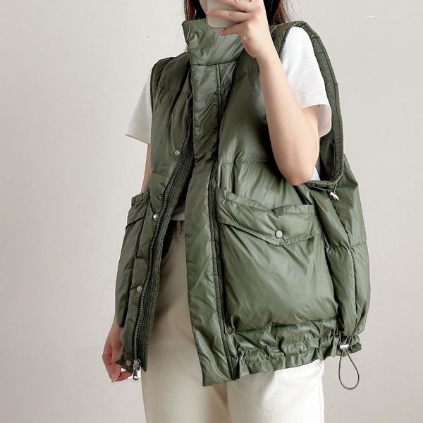 women's vests 2021 white down winter vest women solid big pockets ladies casual sleeveless jacket zipper warm fashion waistcoat for fem, Black;white
women's vests 2021 white down winter vest women solid big pockets ladies casual sleeveless jacket zipper warm fashion waistcoat for fem, Black;white