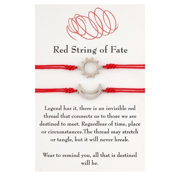 charm bracelets red string bracelet creative stainless steel sun and moon braided couple card 2-piece set, Golden;silver
charm bracelets red string bracelet creative stainless steel sun and moon braided couple card 2-piece set, Golden;silver