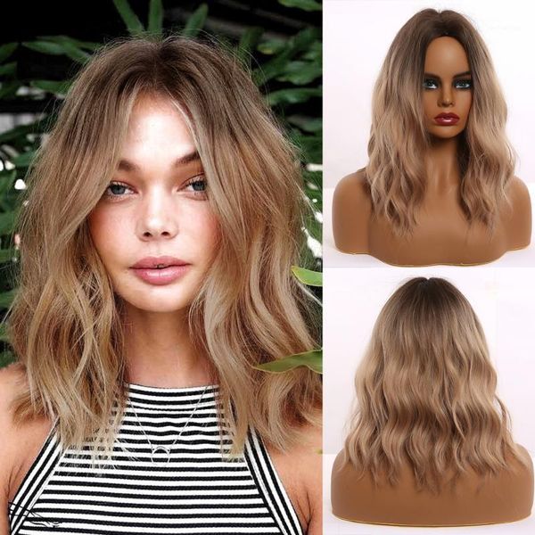 medium length wavy ombre brown synthetic wigs middle part for afro women cosplay natural hair heat resistant fiber1, Black
medium length wavy ombre brown synthetic wigs middle part for afro women cosplay natural hair heat resistant fiber1, Black