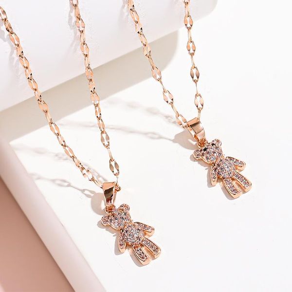 pendant necklaces bear rose gold titanium steel necklace net red chic clavicle chain elegant non-mainstream design, Silver
pendant necklaces bear rose gold titanium steel necklace net red chic clavicle chain elegant non-mainstream design, Silver
