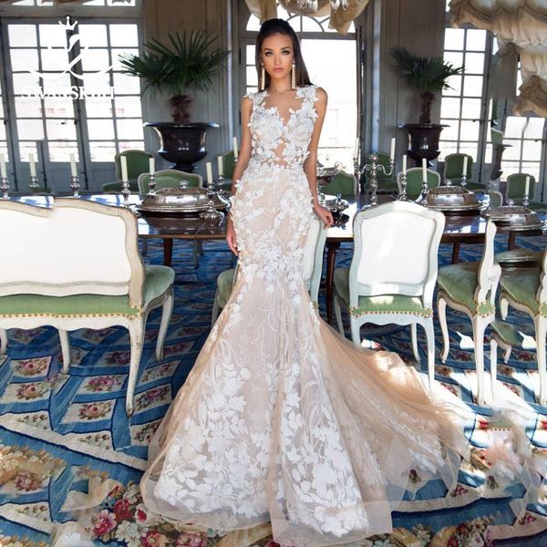 other wedding dresses 3d flowers mermaid dress swansarah i221 o-neck appliques lace bridal gown illusion trumpet court train vestido de noiv, White
other wedding dresses 3d flowers mermaid dress swansarah i221 o-neck appliques lace bridal gown illusion trumpet court train vestido de noiv, White