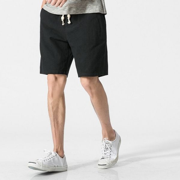 propcm plus size shorts men's summer cotton hemp casual capris large solid simple loose micro elastic pants, White;black
propcm plus size shorts men's summer cotton hemp casual capris large solid simple loose micro elastic pants, White;black