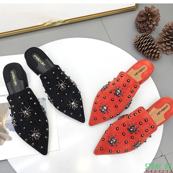 brand bee shoes women chunky mules pointed slippers slip on slides rivet stud female heels cute loafers plush size 35-41, Black
brand bee shoes women chunky mules pointed slippers slip on slides rivet stud female heels cute loafers plush size 35-41, Black