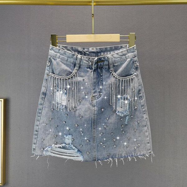skirts denim skirt women's 2021 summer fashion diamond-embedded tassel package hip holes a-line high waist jeans femme, Black
skirts denim skirt women's 2021 summer fashion diamond-embedded tassel package hip holes a-line high waist jeans femme, Black