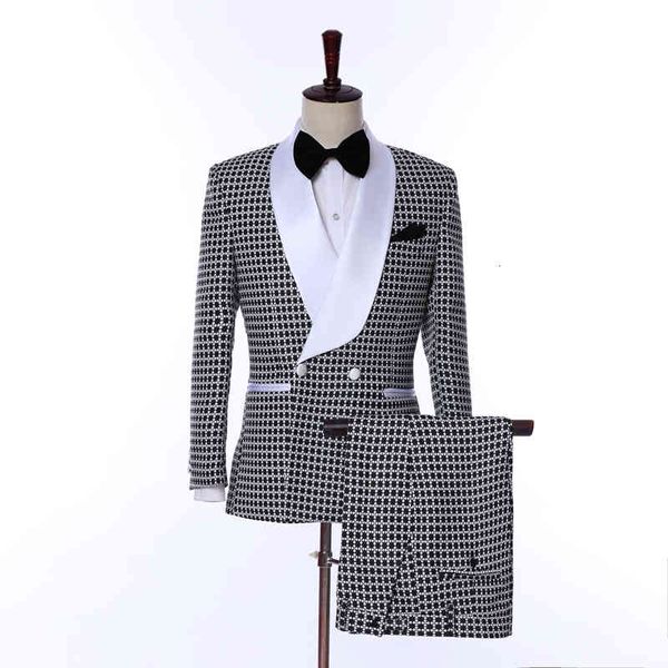 men's suits & blazers male plaid suit, latest engagement dress for high-end men, two-piece jacket d6k9, White;black
men's suits & blazers male plaid suit, latest engagement dress for high-end men, two-piece jacket d6k9, White;black