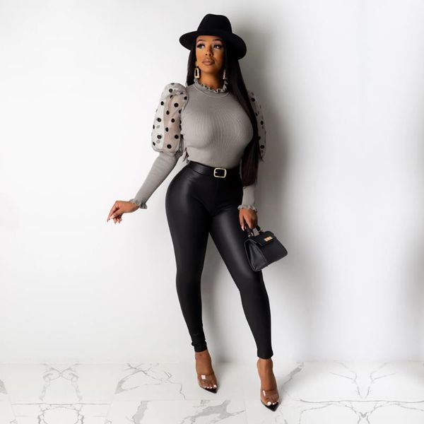 women's blouses & shirts 2021 fashion women turtleneck blouse puff long sleeve ladies casual slim knit sweater winter, White
women's blouses & shirts 2021 fashion women turtleneck blouse puff long sleeve ladies casual slim knit sweater winter, White