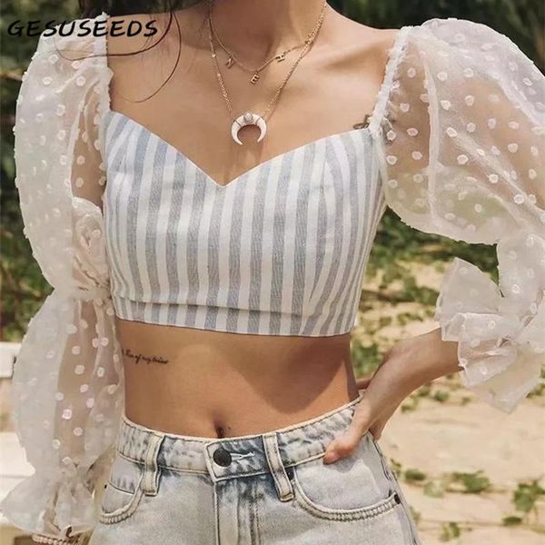 blouse women 2021 summer striped shirt vintage long sleeve square neck backless korean patchwork mesh women's blouses & shirts, White
blouse women 2021 summer striped shirt vintage long sleeve square neck backless korean patchwork mesh women's blouses & shirts, White