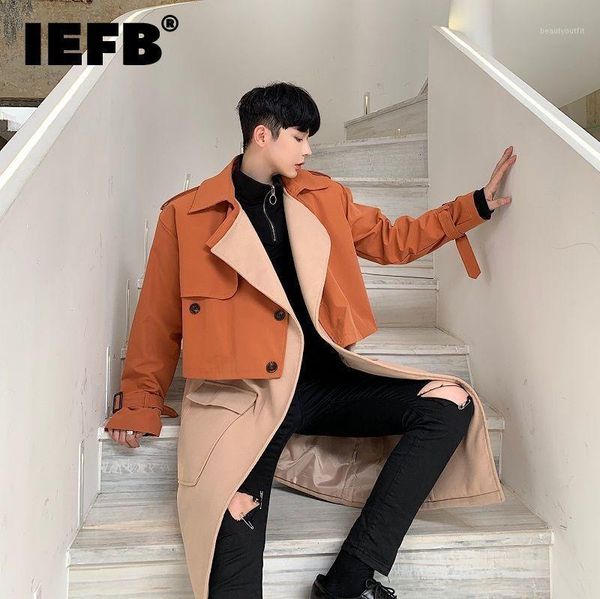 men's trench coats iefb korean streetwear two-piece british style thickening short coat + fashion versatile wool vest 2021 set, Tan;black
men's trench coats iefb korean streetwear two-piece british style thickening short coat + fashion versatile wool vest 2021 set, Tan;black