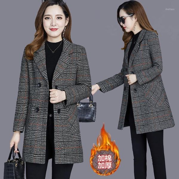 women's wool & blends elgland style women fashion double breasted slim plaid blazer office lady casual thick winter coat jacket, Black
women's wool & blends elgland style women fashion double breasted slim plaid blazer office lady casual thick winter coat jacket, Black