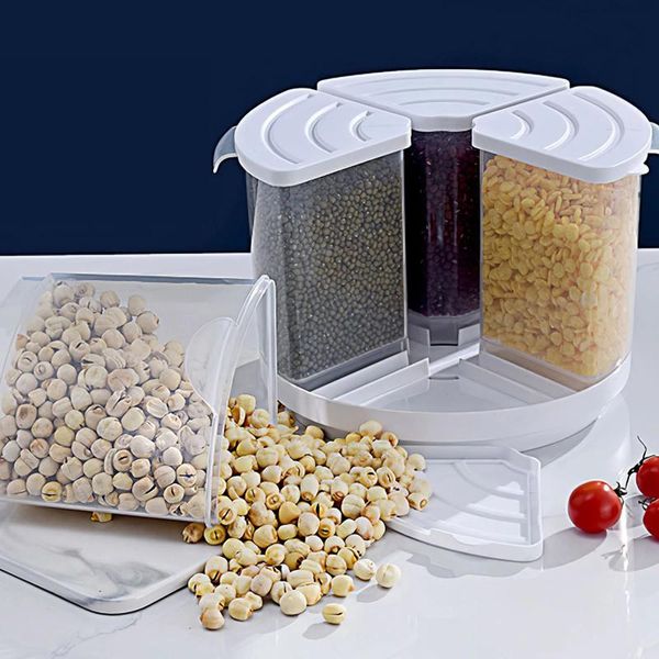 

storage bottles & jars grain bucket splitter rice cereal dispenser moisture proof pp sealed box food bean flour container tank