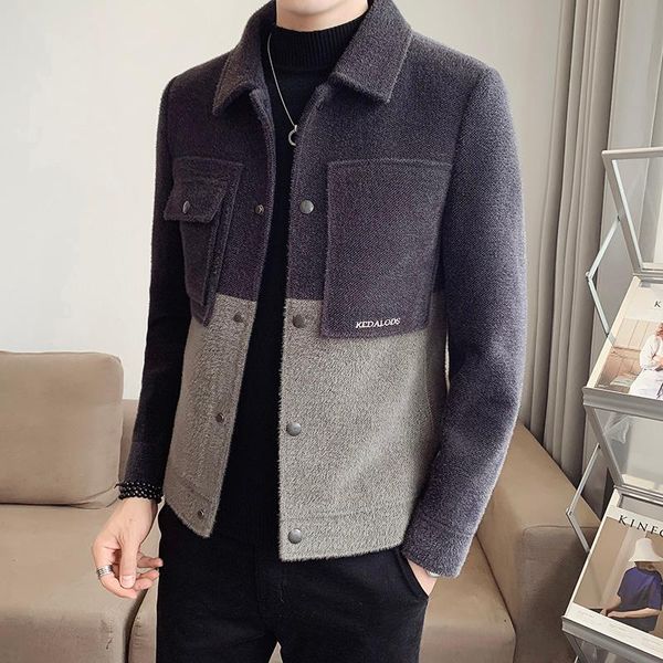 men's wool & blends 2021 autumn winter jackets men fashion splicing casual business trench coat short streetwear overcoat clothing, Black
men's wool & blends 2021 autumn winter jackets men fashion splicing casual business trench coat short streetwear overcoat clothing, Black