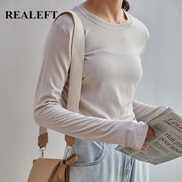 women round loose t-shirts solid bottoming long sleeve casual korean minimalist style triko tees 210428, White
women round loose t-shirts solid bottoming long sleeve casual korean minimalist style triko tees 210428, White