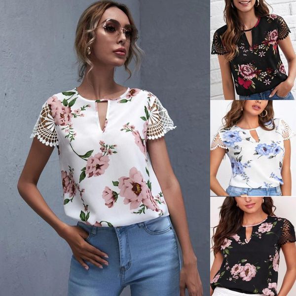 women's t-shirt 2021 summer pullover round neck lace short sleeve print off shoulder for women, White
women's t-shirt 2021 summer pullover round neck lace short sleeve print off shoulder for women, White
