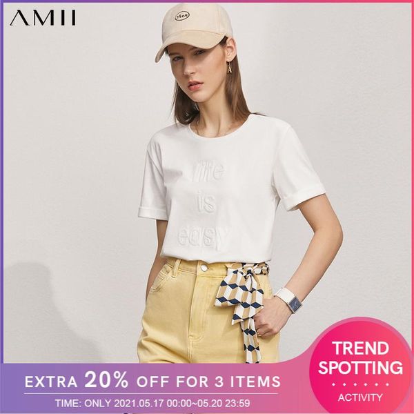 women's t-shirt amii minimalism summer tshirt offical lady 100%cotton oneck letter loose causal female 12130168, White
women's t-shirt amii minimalism summer tshirt offical lady 100%cotton oneck letter loose causal female 12130168, White