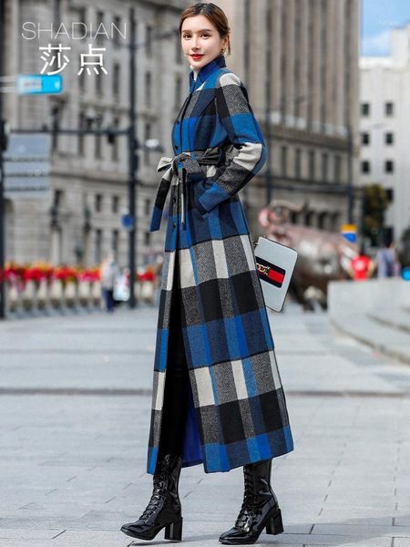 chinoiserie wool overcoat women's middle long large check cashmere with vertical collar, slim and slim, & blends, Black
chinoiserie wool overcoat women's middle long large check cashmere with vertical collar, slim and slim, & blends, Black