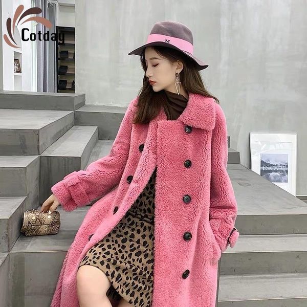 women's fur & faux cotday pink 2021 sheep shearer leisure women double-breasted belt coat female long grain wool winter warm, Black
women's fur & faux cotday pink 2021 sheep shearer leisure women double-breasted belt coat female long grain wool winter warm, Black