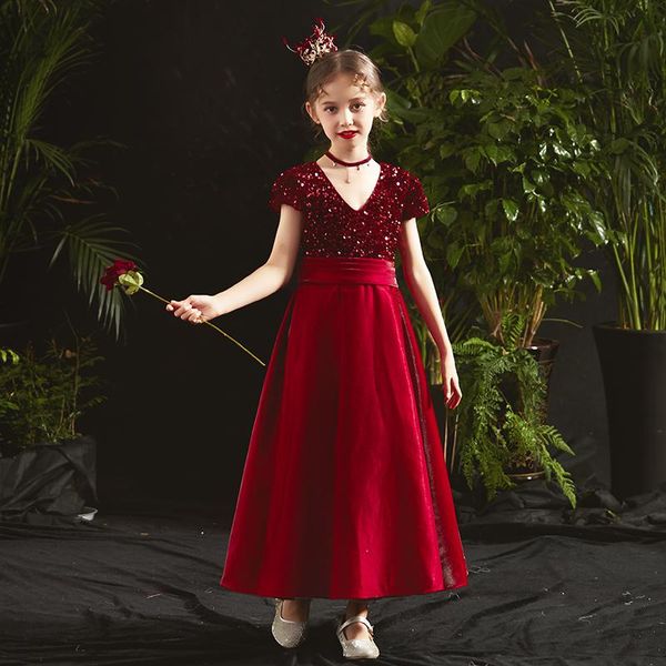 girl's dresses flower girl dress sequined pleat sashes v-neck short princess ankle-length tulle burgundy luxury cute lace kids party go, Red;yellow
girl's dresses flower girl dress sequined pleat sashes v-neck short princess ankle-length tulle burgundy luxury cute lace kids party go, Red;yellow