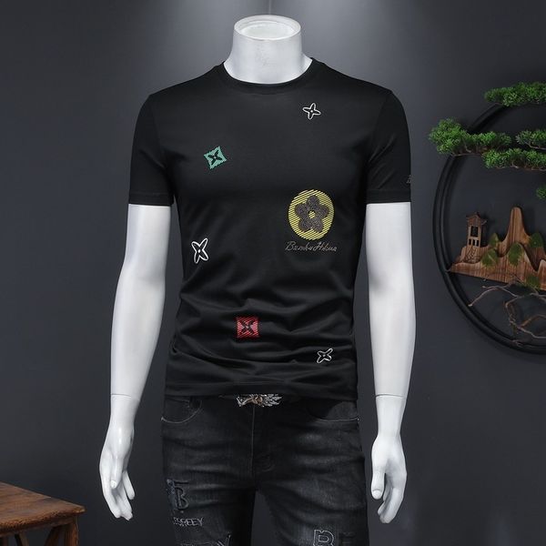 fashion t shirts 2021 summer men's drill mercerized cotton round neck loose short sleeve, White;black
fashion t shirts 2021 summer men's drill mercerized cotton round neck loose short sleeve, White;black