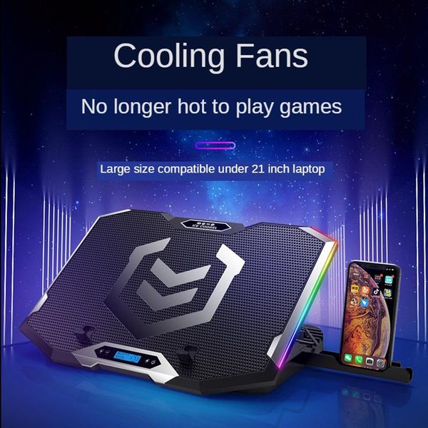 gaming rgb lapcooler for 12-19 inch six fans lcd screen cooling pad adjustable notebook stand two usb port pads
gaming rgb lapcooler for 12-19 inch six fans lcd screen cooling pad adjustable notebook stand two usb port pads