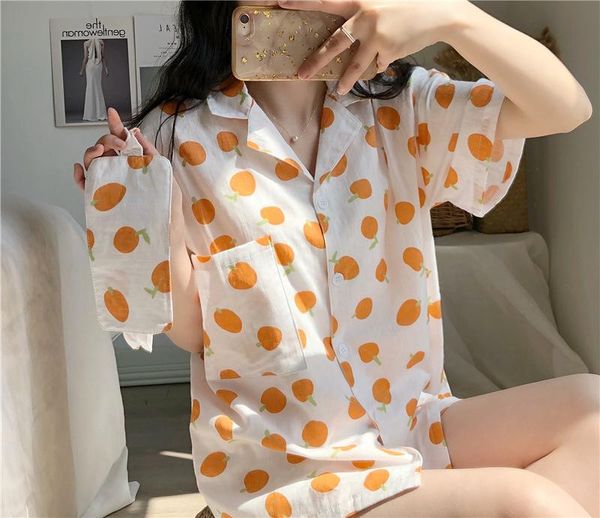 women's tracksuits 100% cotton pyjamas women short sleeves shorts pajama sets ladies cute tangerine cartoon print japanese simple sleep, Gray
women's tracksuits 100% cotton pyjamas women short sleeves shorts pajama sets ladies cute tangerine cartoon print japanese simple sleep, Gray